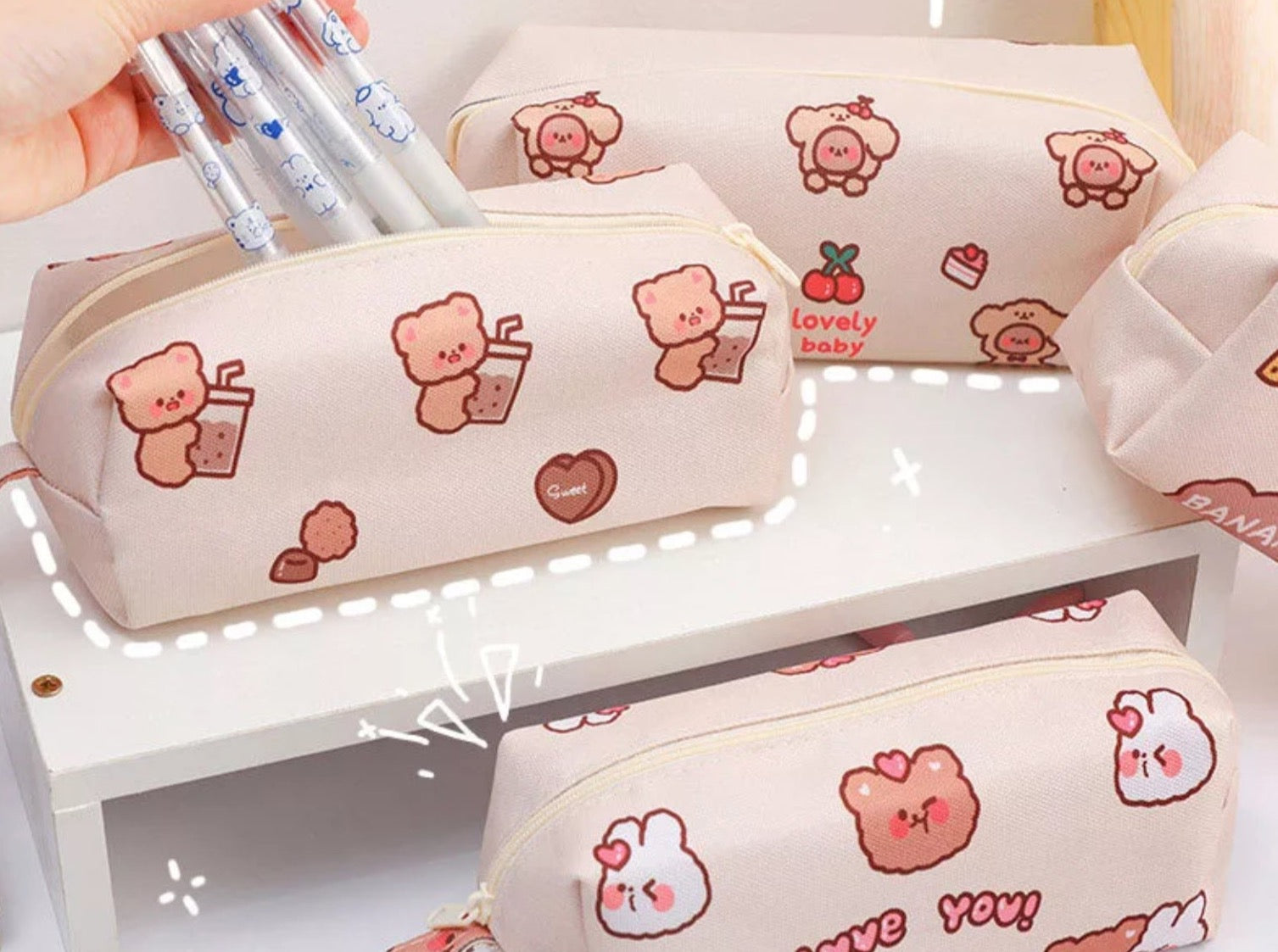 Kawaii Bear Pencil Cases  Cute School Supplies – Coral & Ink